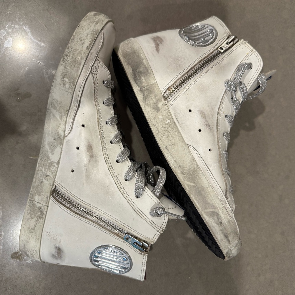 Golden Goose White and Silver High-Tops